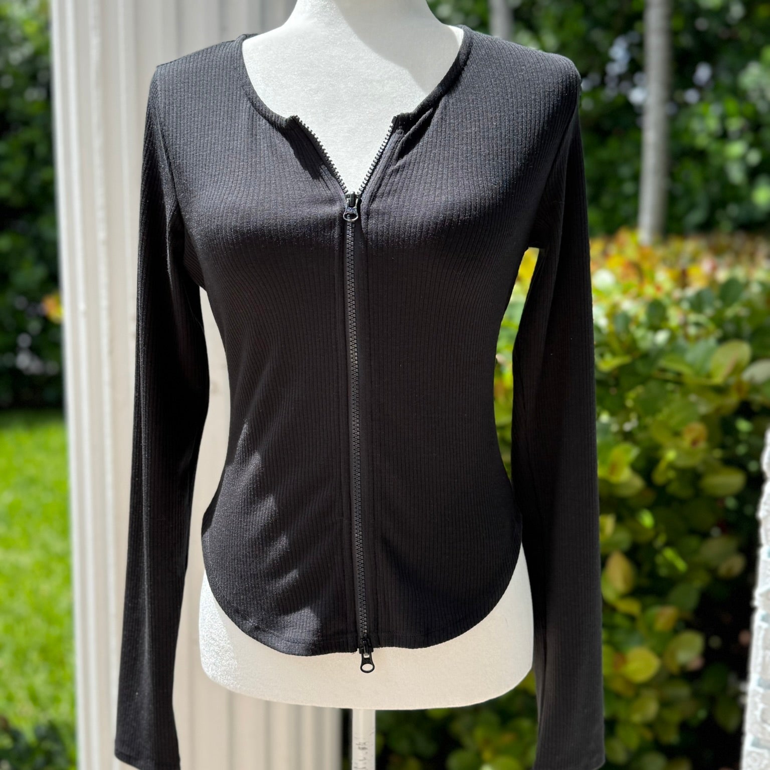 Alo Ribbed Zip-Up Top Size Medium