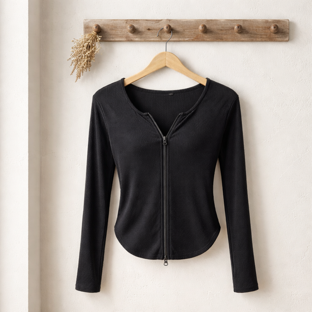 Alo Ribbed Zip-Up Top Size Medium