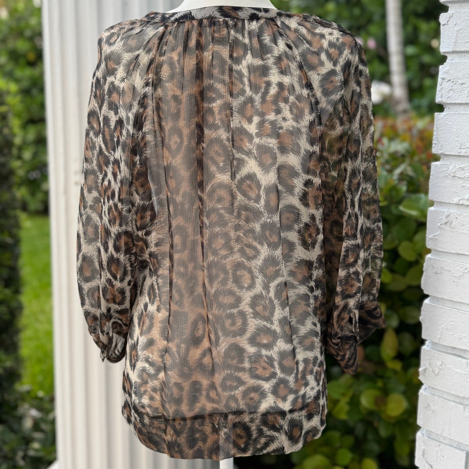 Joie Sheer Leopard Print Blouse Size Large