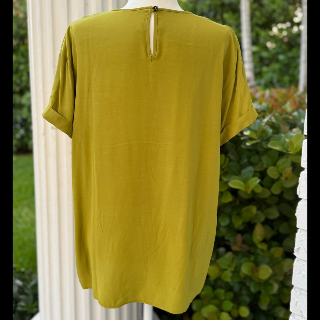 Indies Chartreuse Viscose Blouse Size Large