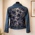 Suzy T Designs Sequined Floral Denim Jacket Size Medium