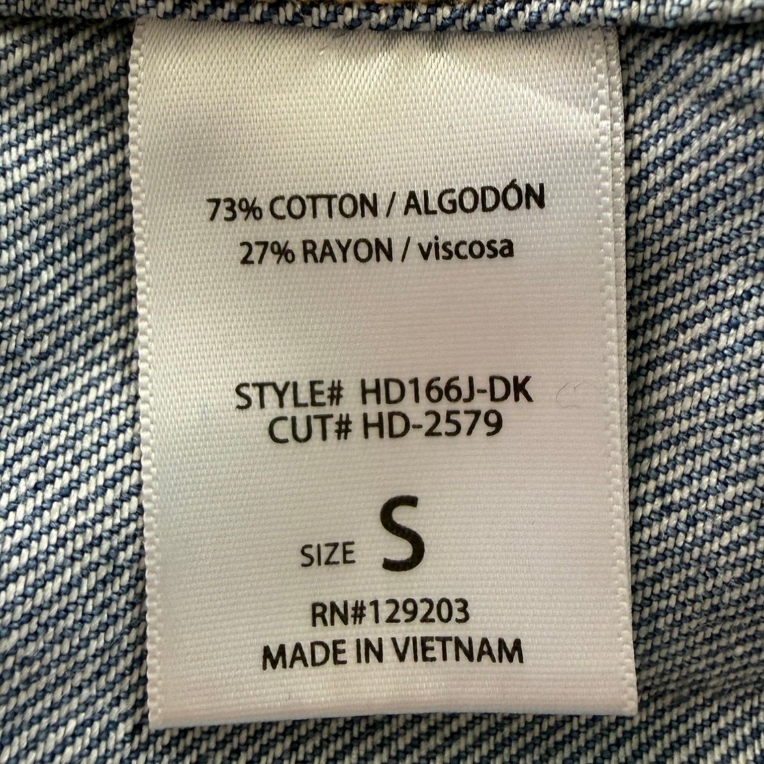 Hidden Los Angeles Short Sleeve Denim Jacket Size Small