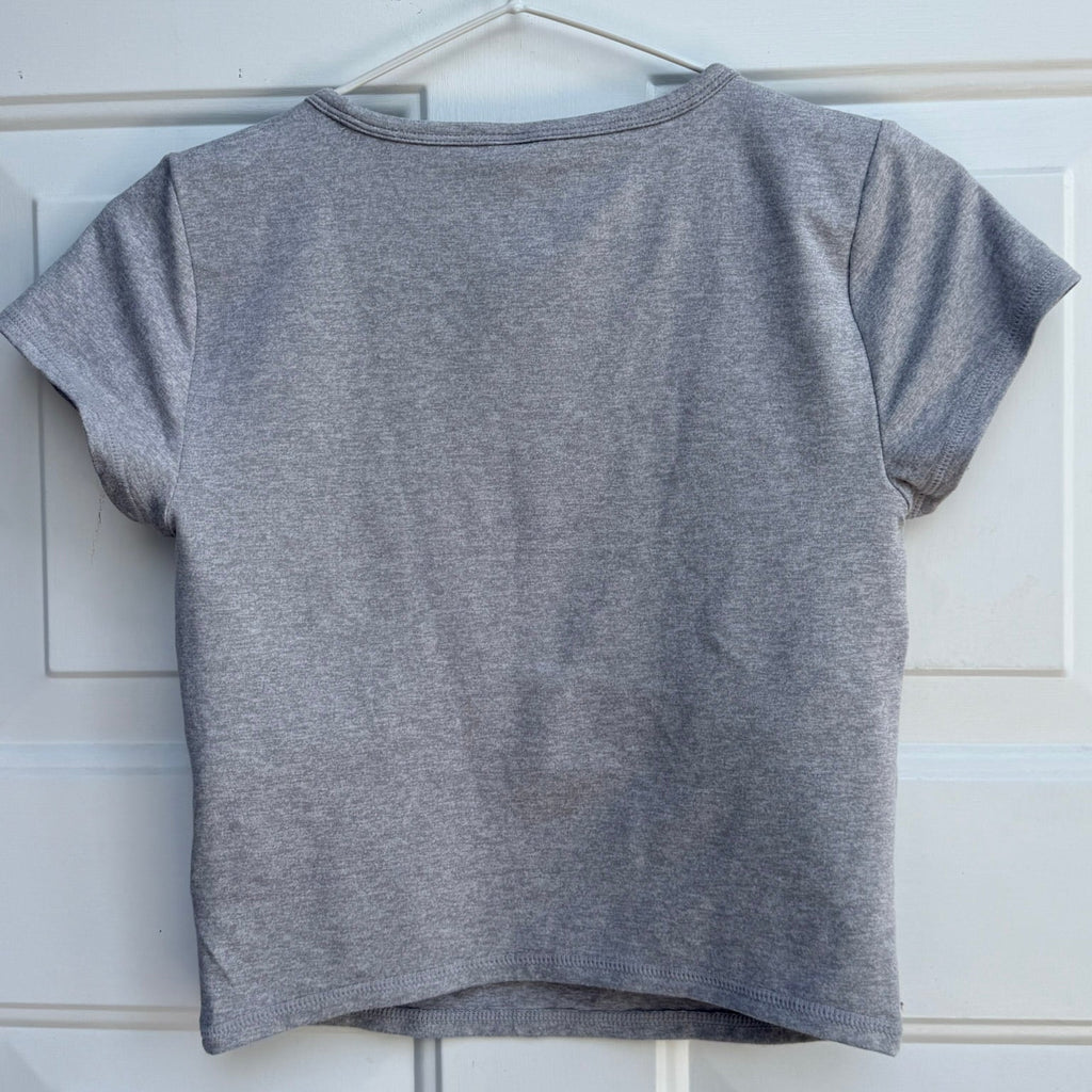 Vuori Short Sleeve Halo Crop Top - Pale Grey Heather- Size Small