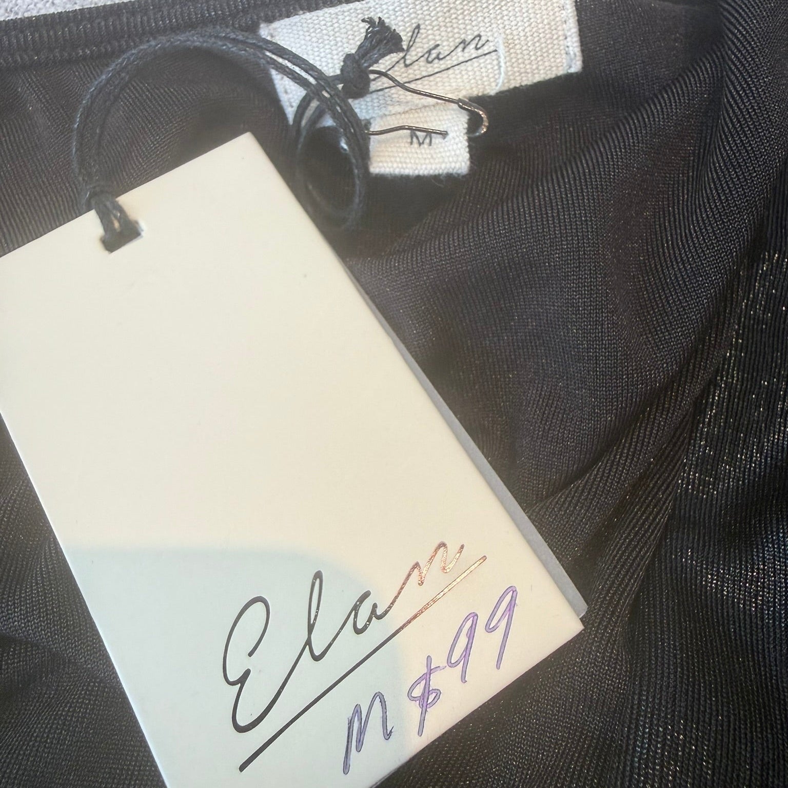 Elan Black Metallic Faux Wrap Front Dress- Size Medium