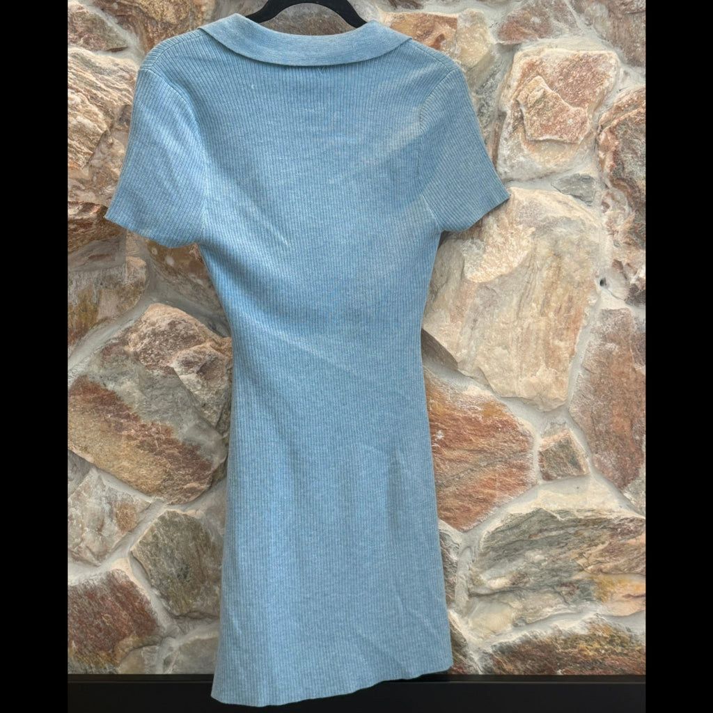 Elan Ribbed Knit Collared Mini Dress