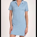 Elan Ribbed Knit Collared Mini Dress