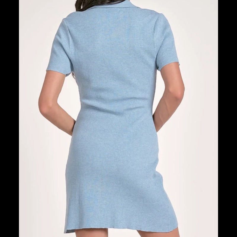 Elan Ribbed Knit Collared Mini Dress