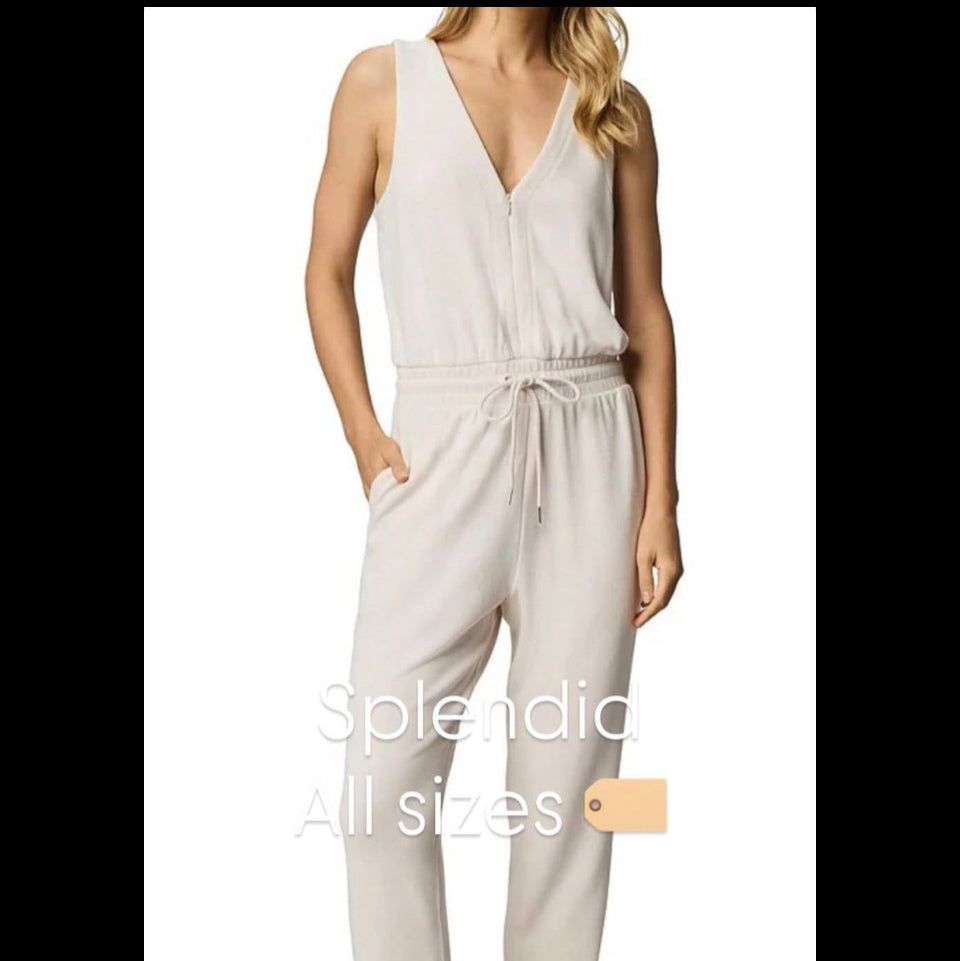 Splendid Sleeveless Waffle Knit Jumpsuit