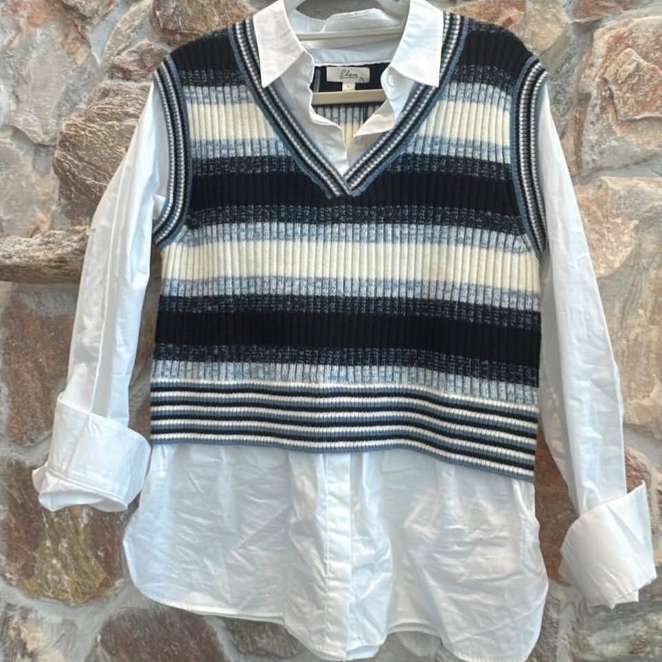 Elan Women's Layered-Look Vest Shirt Size Large (Runs Small)