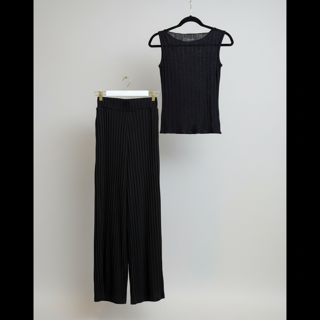 Elan Black Tank Top & Pant Set