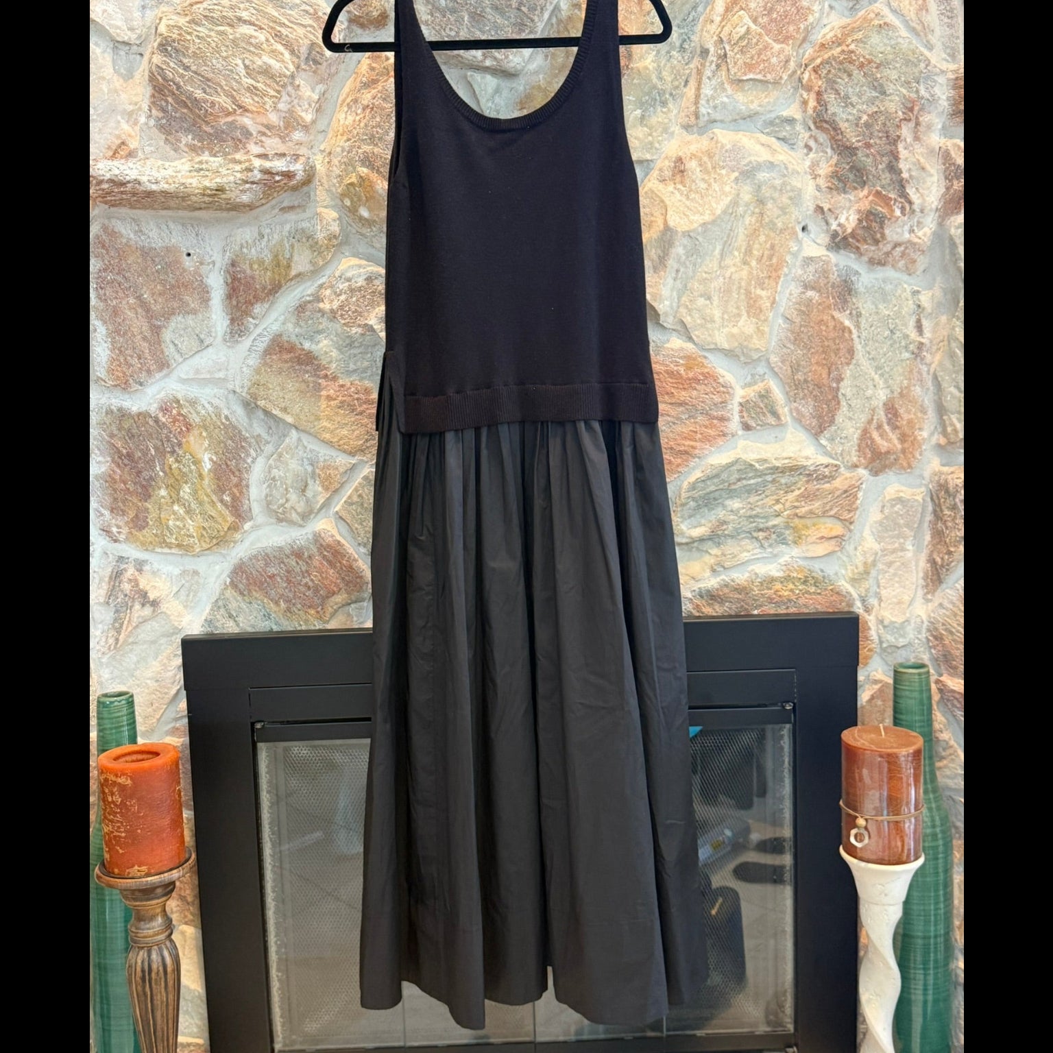 Elan Women's Mixed-Media Scoop-Neck Midi Sweater Dress Size Small