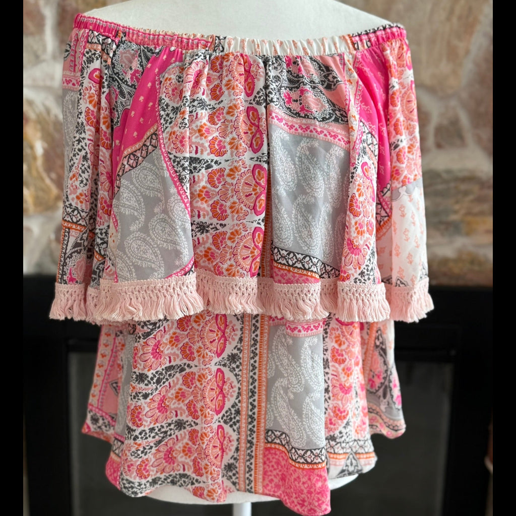 Atina Cristina Paisley Off-Shoulder Top NWT
