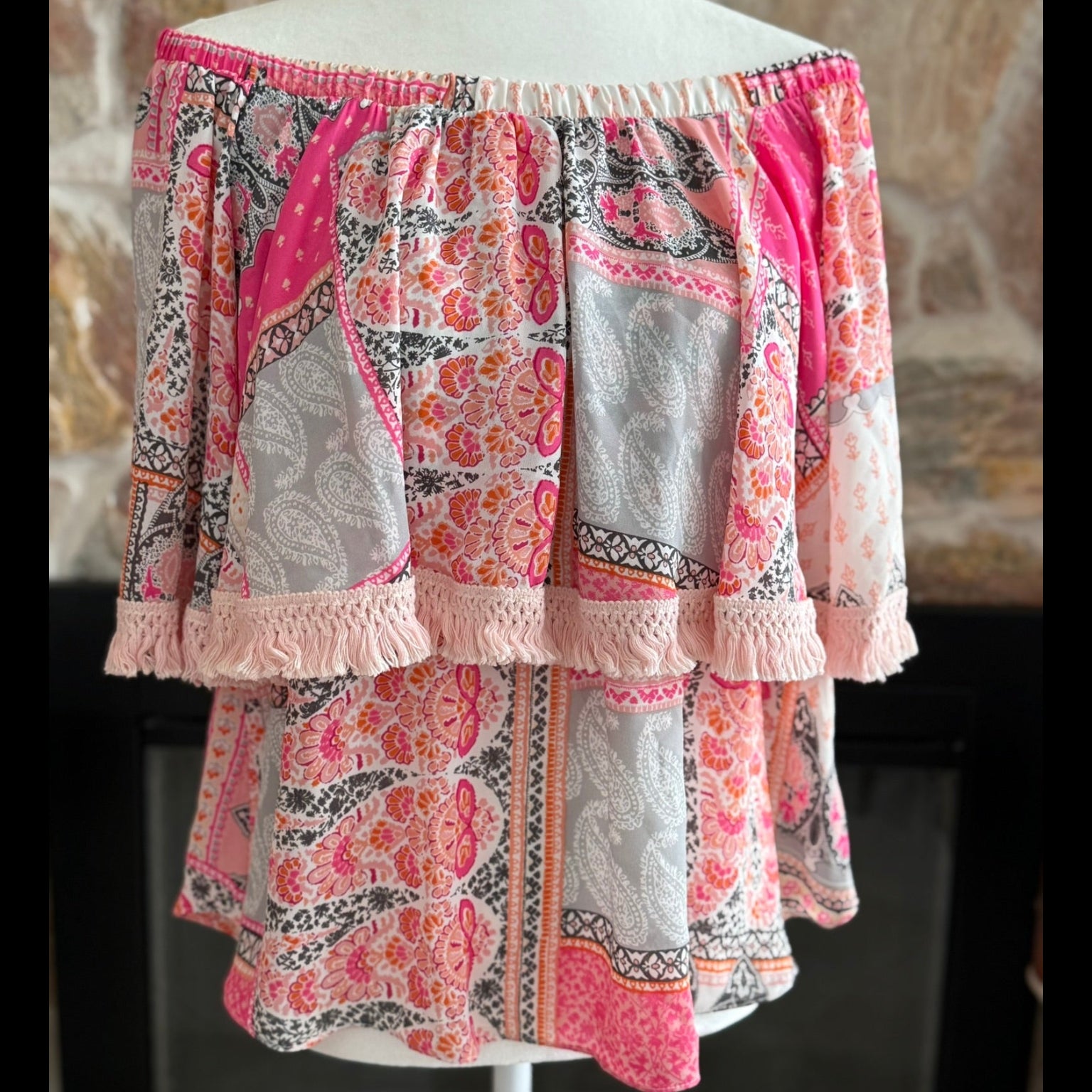Atina Cristina Paisley Off-Shoulder Top NWT