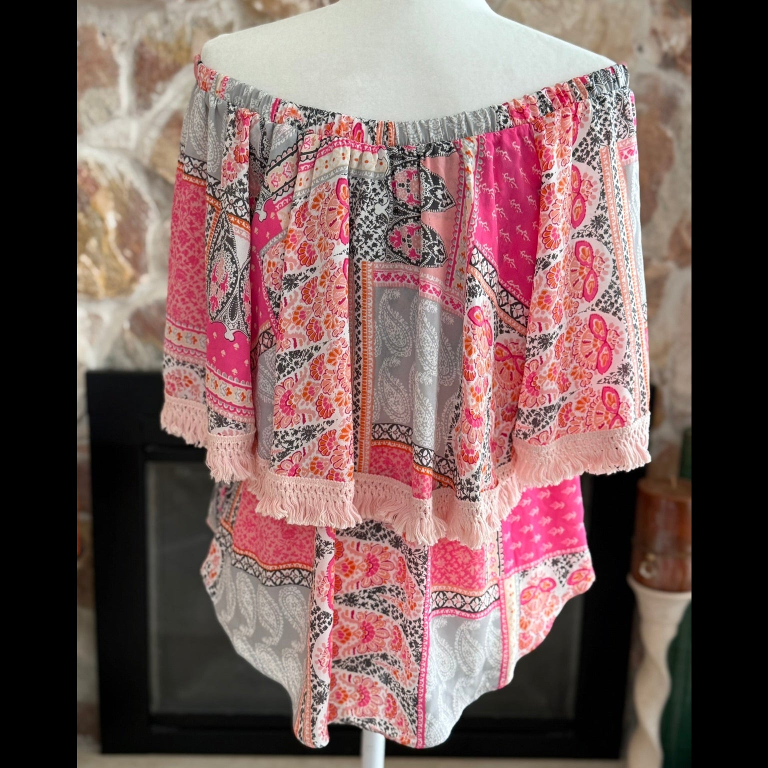 Atina Cristina Paisley Off-Shoulder Top NWT