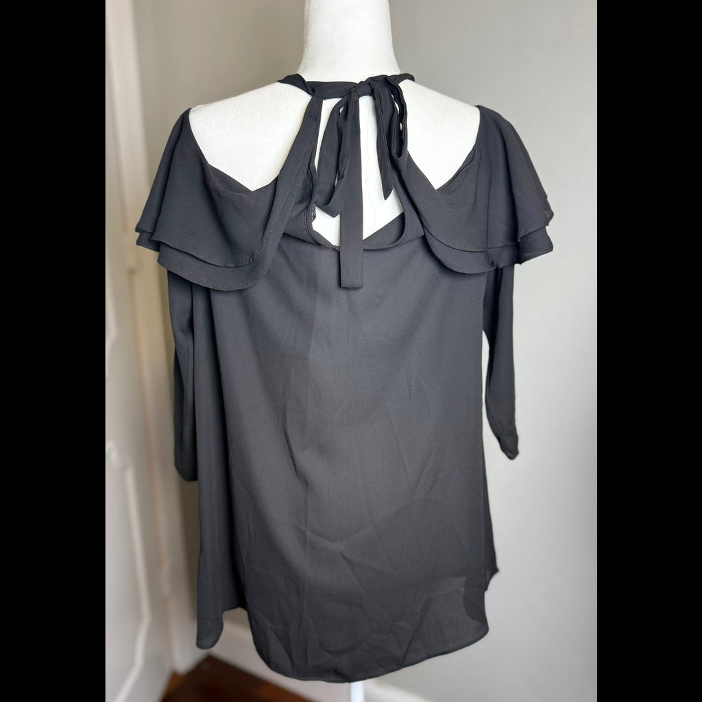 Atina Cristina Black Cold Shoulder Blouse NWT Size Medium