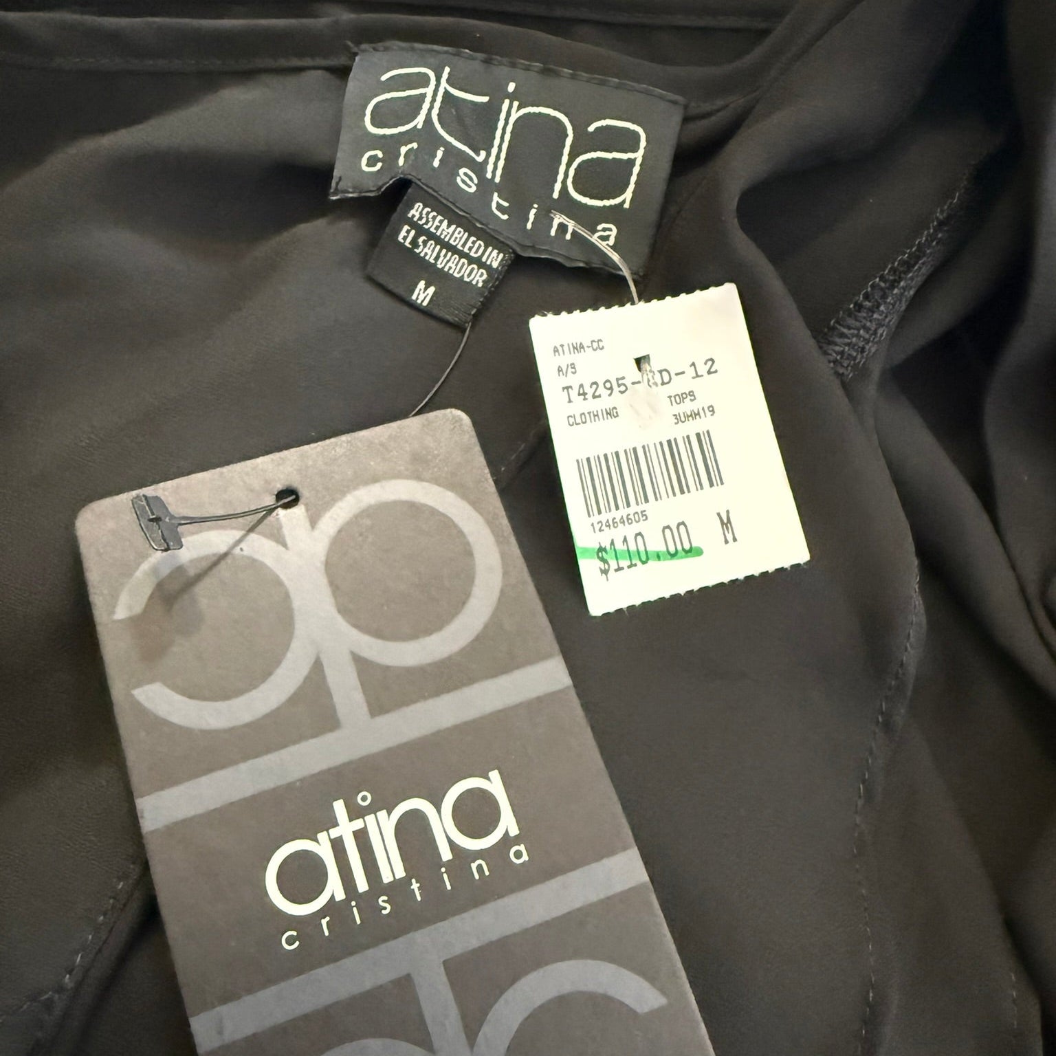 Atina Cristina Black Cold Shoulder Blouse NWT Size Medium