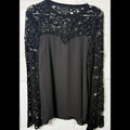 Atina Cristina Black Lace Overlay Top NWT Size XS