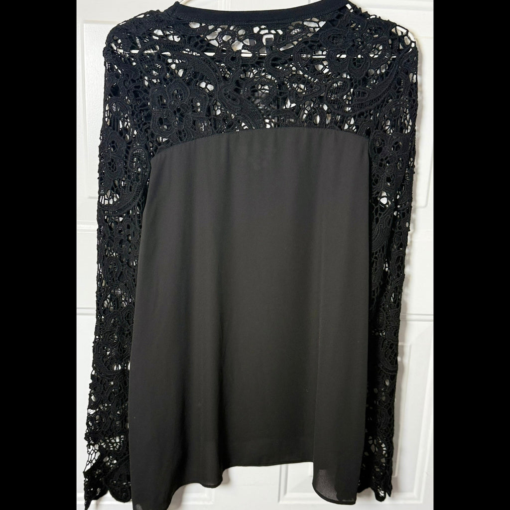 Atina Cristina Black Lace Overlay Top NWT Size XS