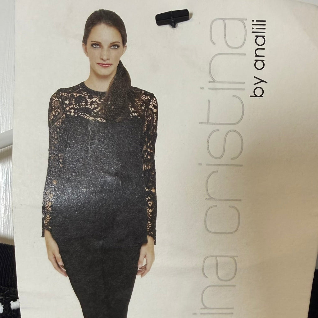 Atina Cristina Black Lace Overlay Top NWT Size XS