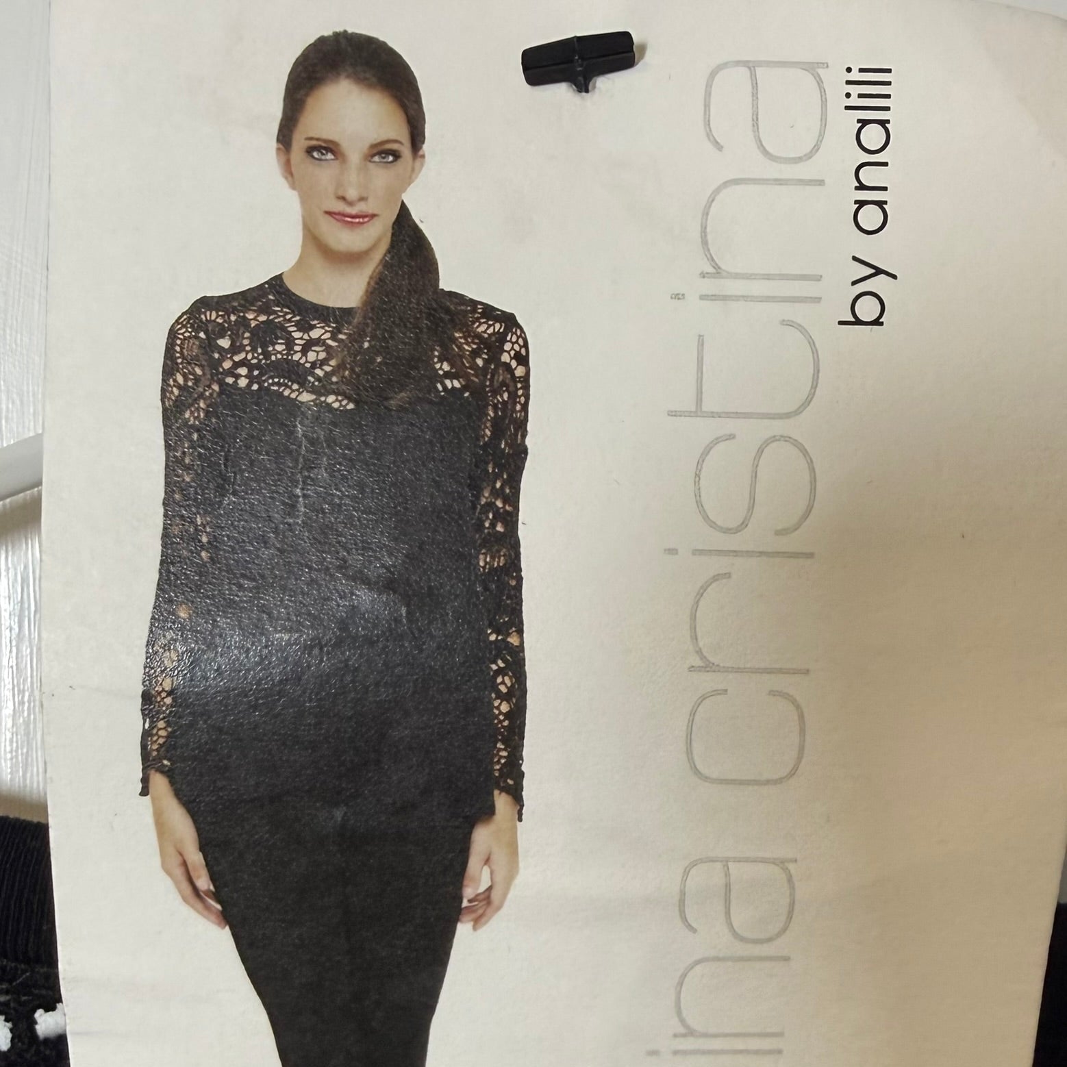 Atina Cristina Black Lace Overlay Top NWT Size XS