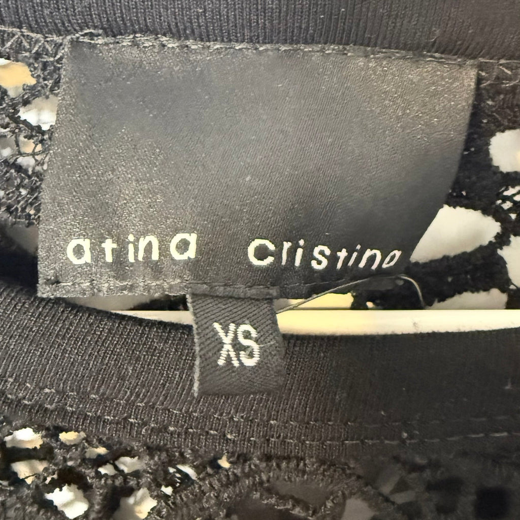Atina Cristina Black Lace Overlay Top NWT Size XS