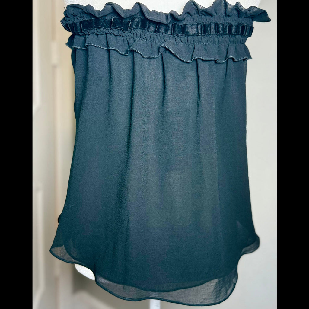 Atina Cristina Ruffled Strapless Black Top NWT Size XS
