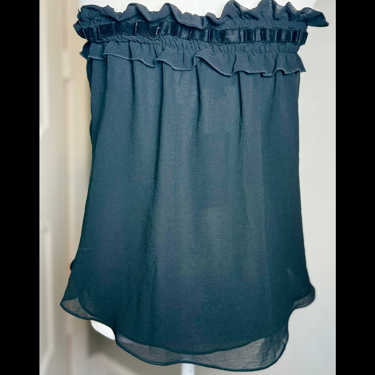 Atina Cristina Ruffled Strapless Black Top NWT Size XS