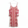 Atina Cristina Cold Shoulder Red Patterned Dress NWT Size XS