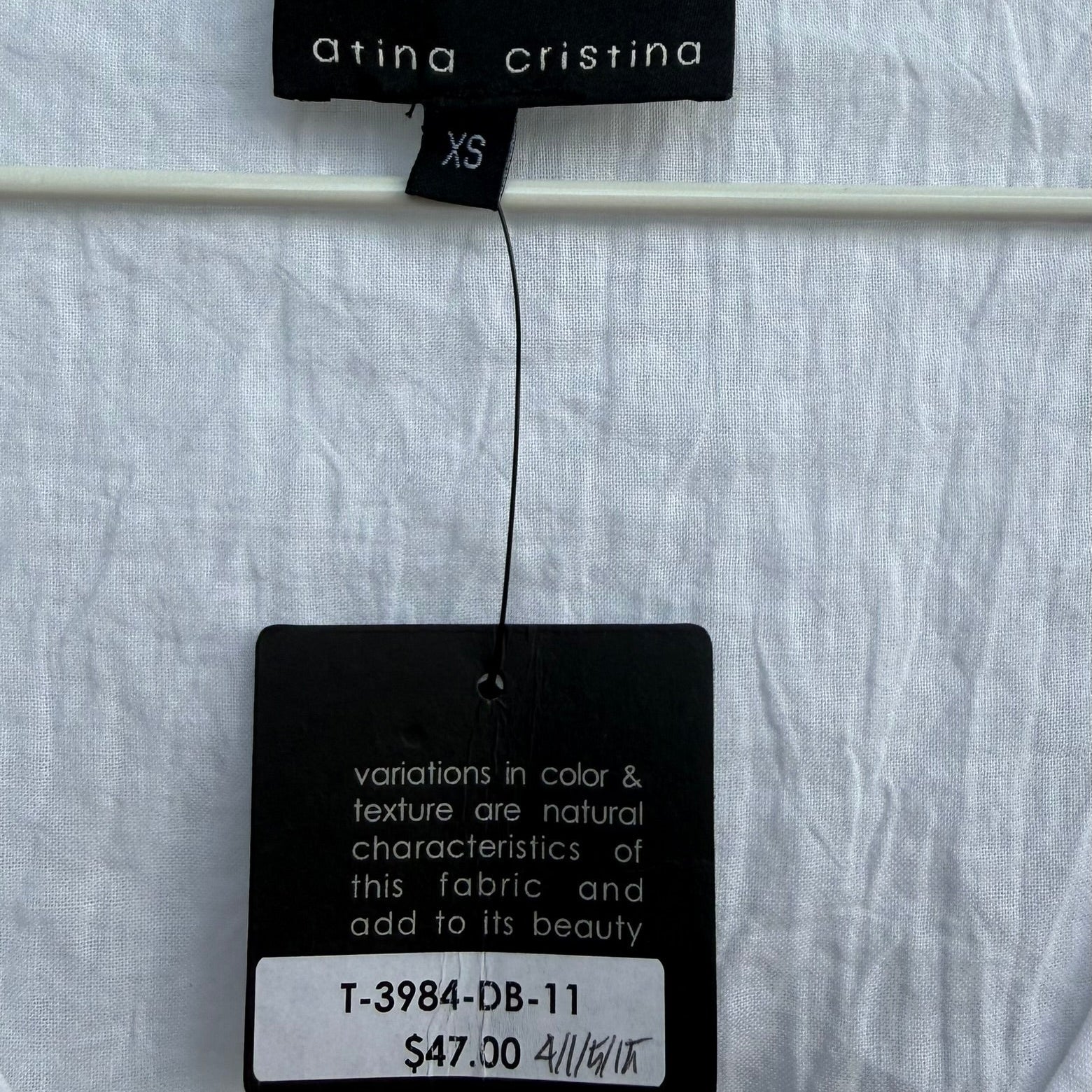Atina Cristina Sleeveless Lace Detail Tank NWT Sizw XS