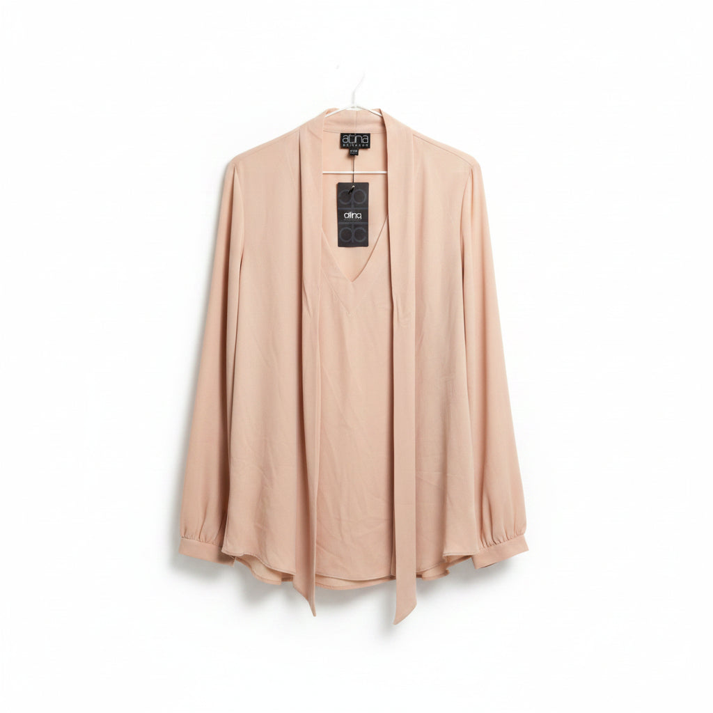 Atina Cristina Peach Tie Blouse NWT Size Large