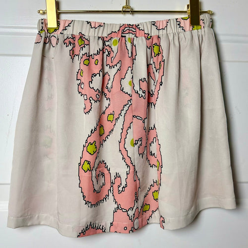 Atina Cristina Abstract Print Mini Skirt – Drawstring, Resort, Size XS