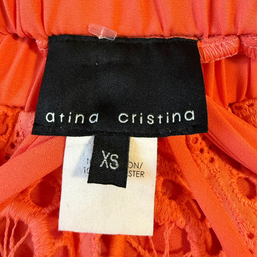 Atina Cristina Peach Eyelet Pull-On Shorts NWT Size XS
