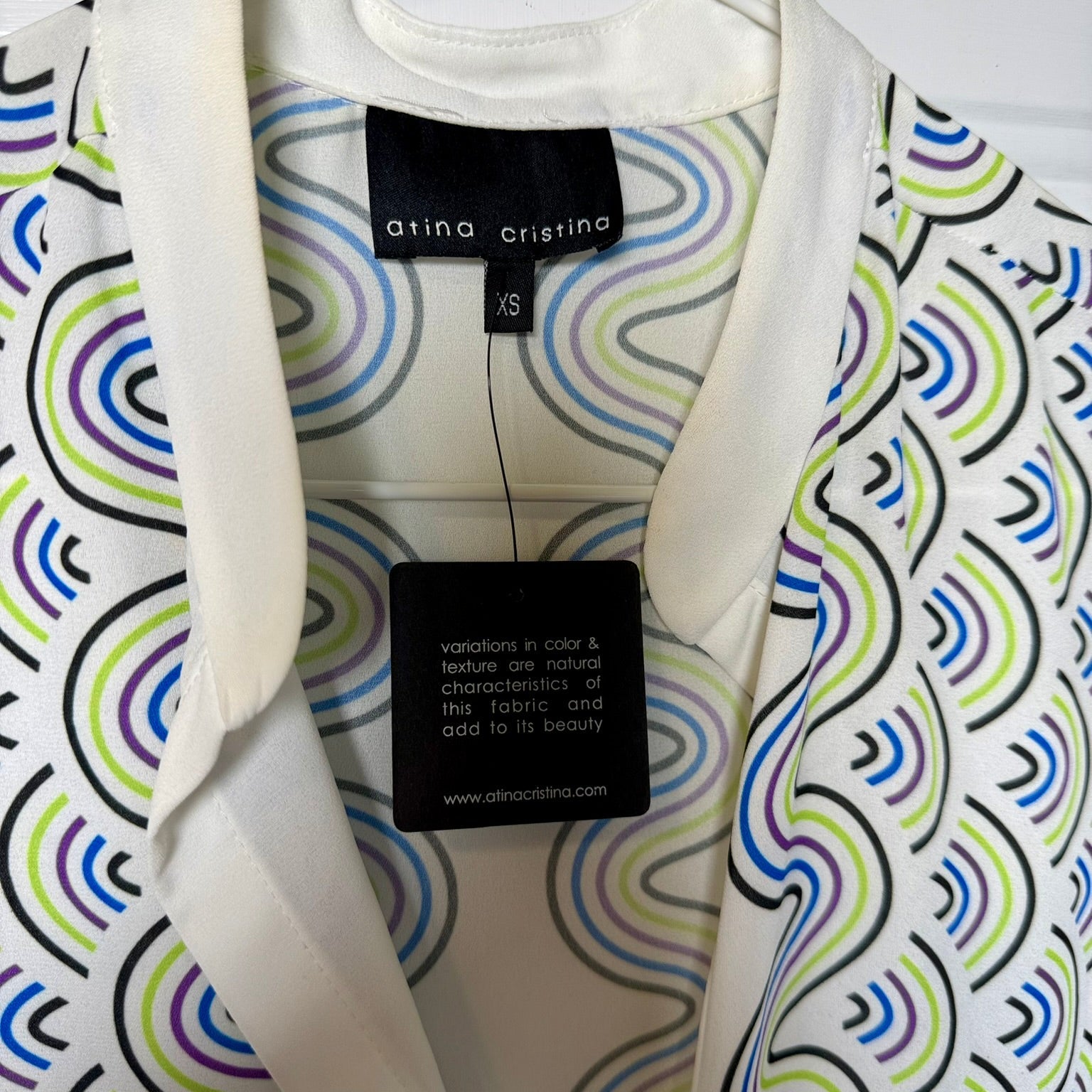 Atina Cristina Printed Geometric Blouse NWT SIze XS