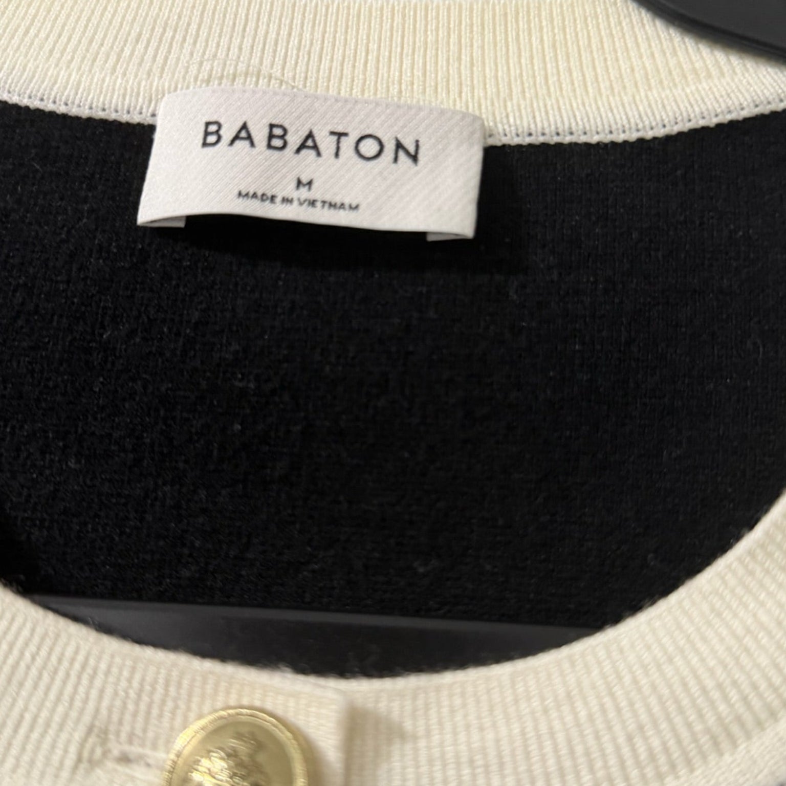 Babaton (Aritzia) Contrast Black with White Trim Knit Cardigan Size M