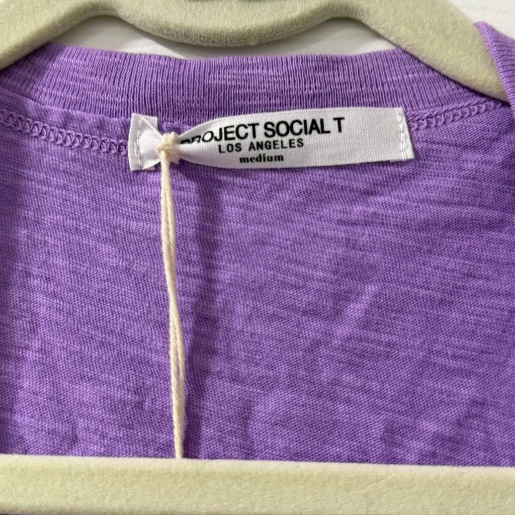 Project Social T Purple V-Neck, 100% Cotton Tank Top Size M