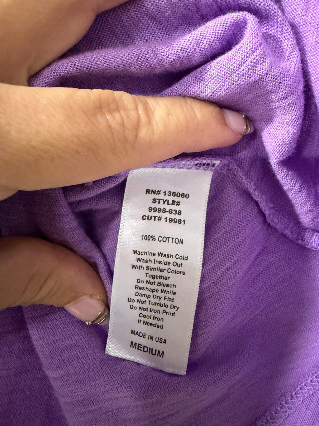 Project Social T Purple V-Neck, 100% Cotton Tank Top Size M
