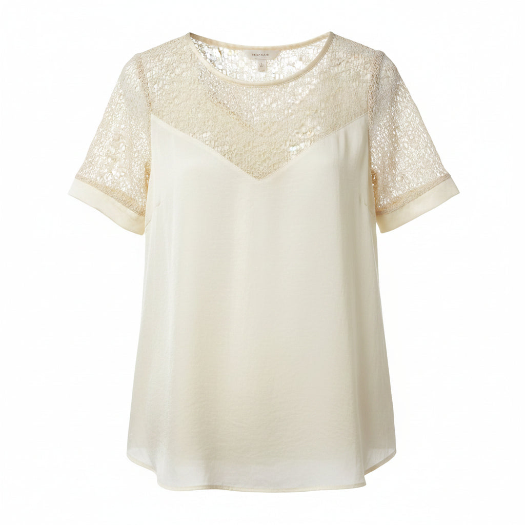 Atina Cristina Cream Lace Yoke Blouse NWT Size XS