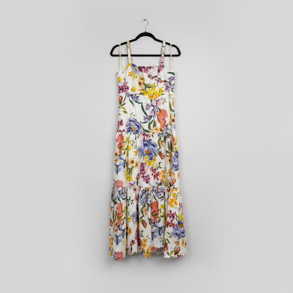Farm Rio Floral Tiered Midi Dress Size M