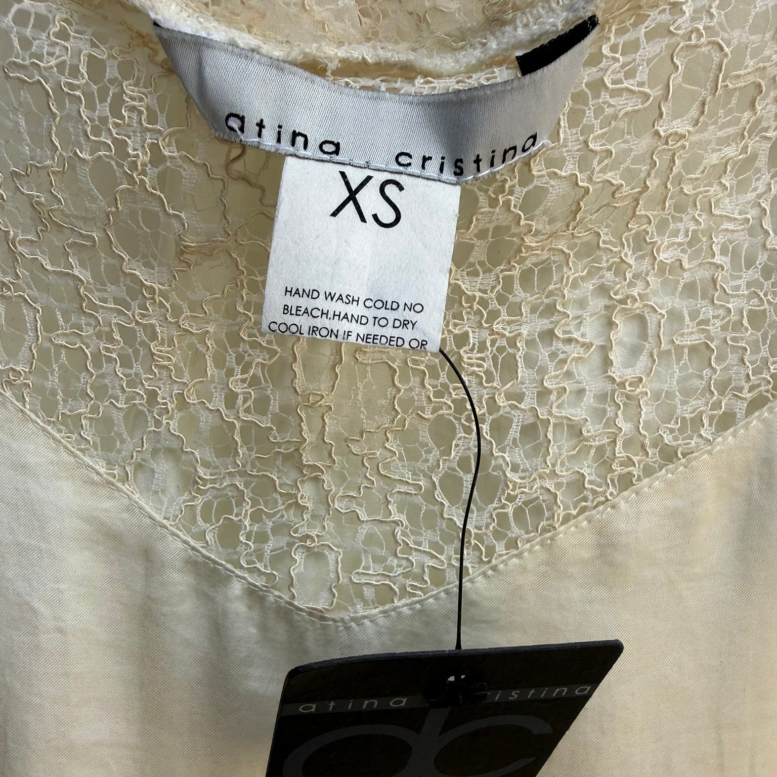 Atina Cristina Cream Lace Yoke Blouse NWT Size XS
