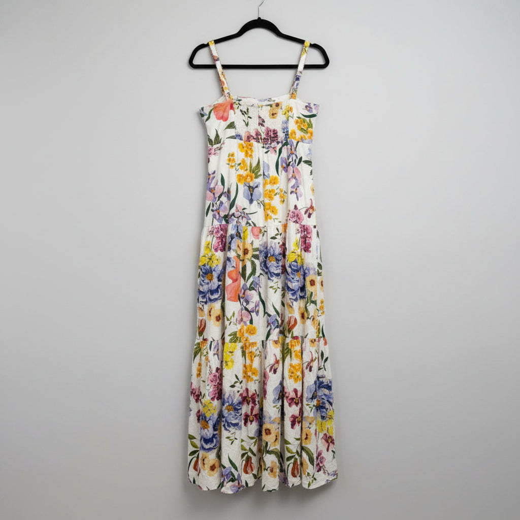 Farm Rio Floral Tiered Midi Dress Size M