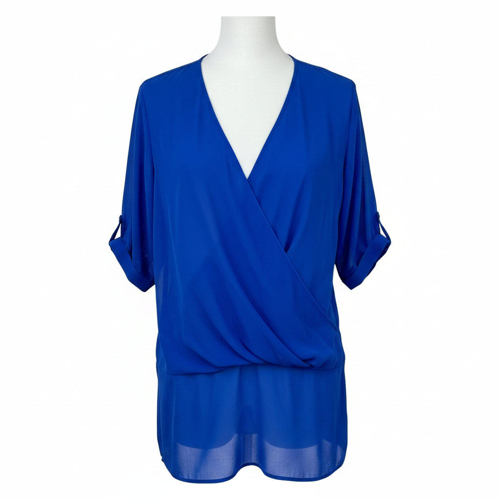 Atina Cristina Royal Blue Chiffon Tunic NWT Size XS