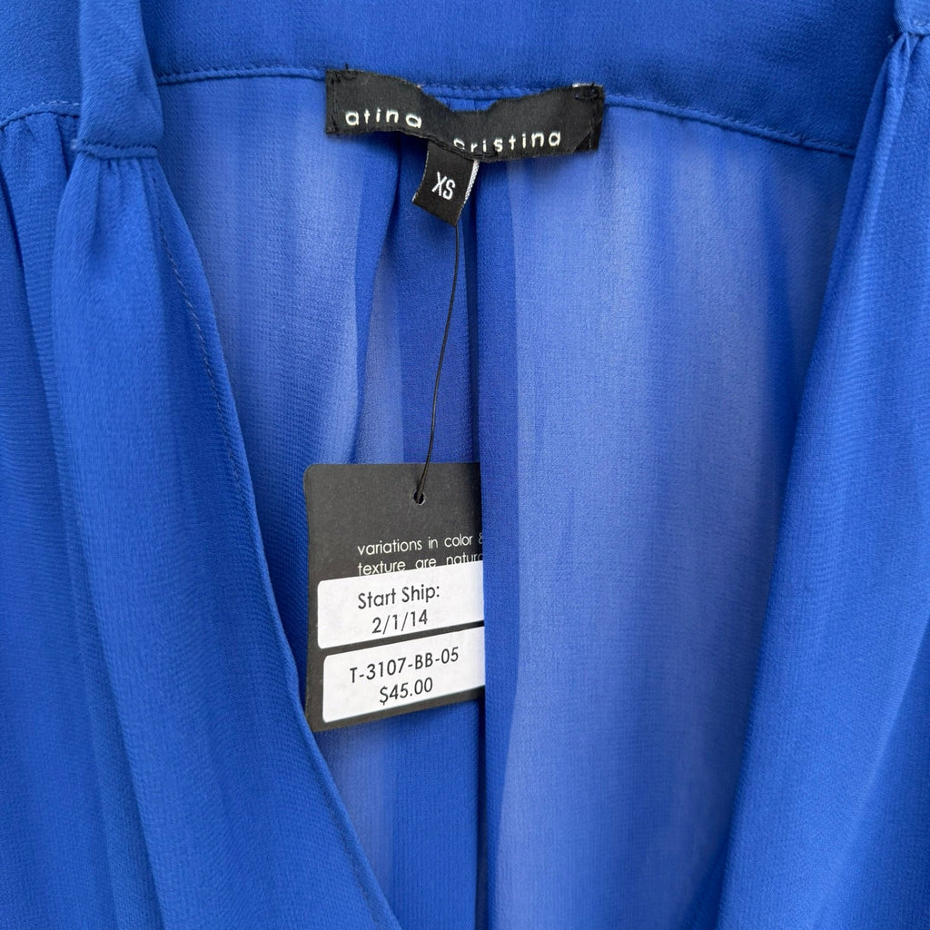 Atina Cristina Royal Blue Chiffon Tunic NWT Size XS