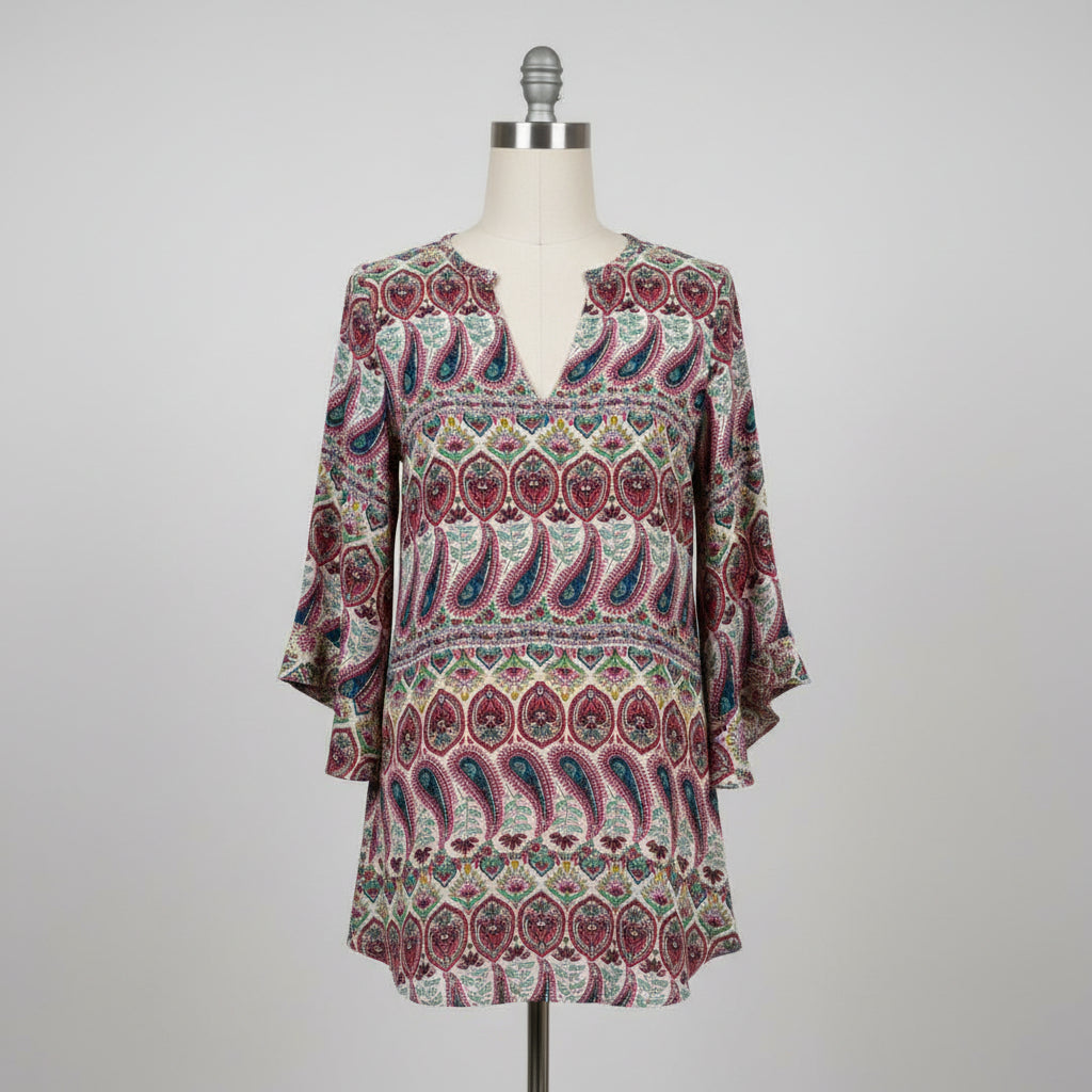 Atina Cristina Paisley Chiffon Tunic NWT Size XS