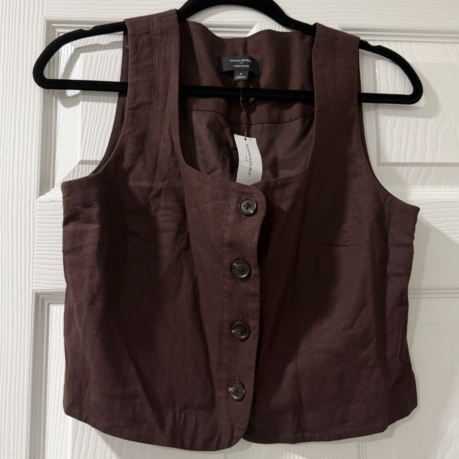 Banana Republic Brown Linen Blend Vest Size 6
