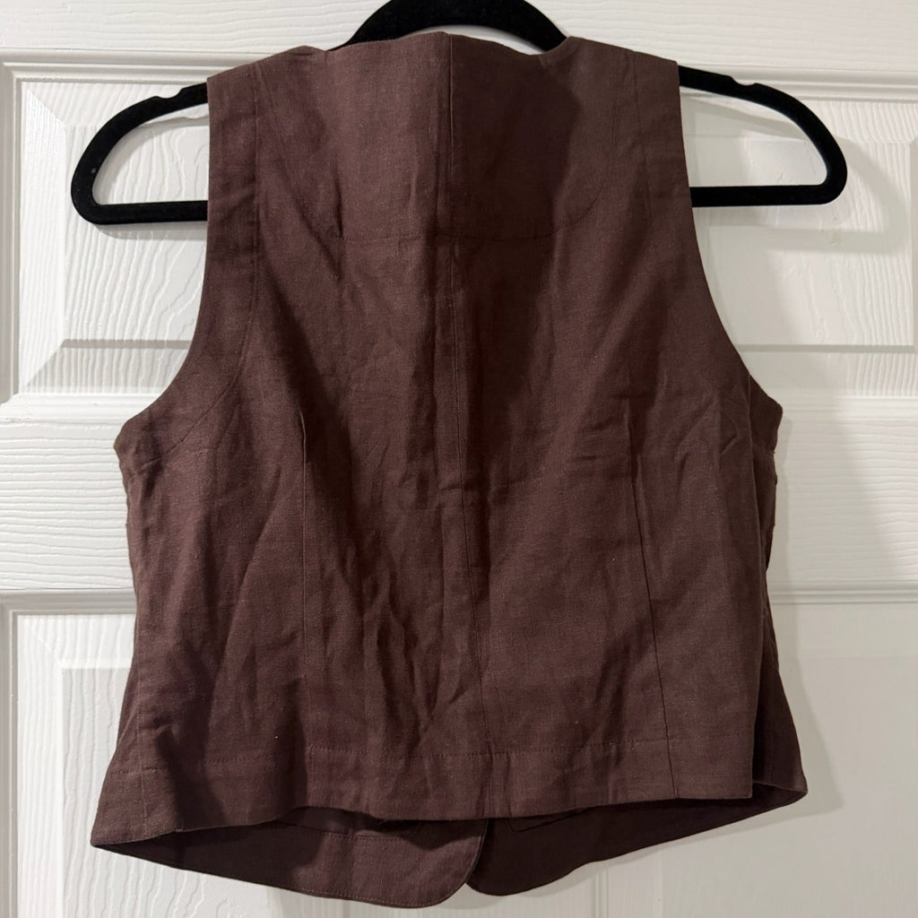 Banana Republic Brown Linen Blend Vest Size 6