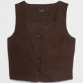 Banana Republic Brown Linen Blend Vest Size 6