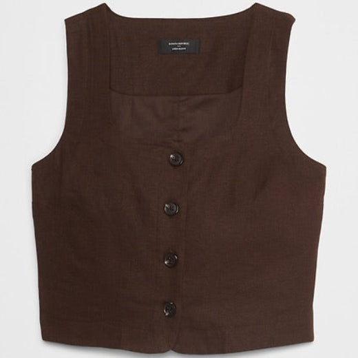 Banana Republic Brown Linen Blend Vest Size 6
