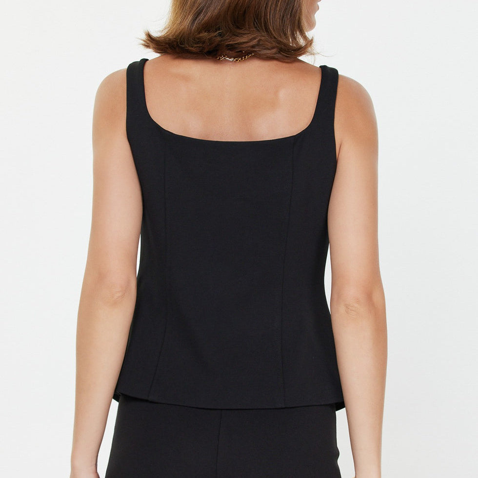 Current Air Square Neck Button Up Vest Top