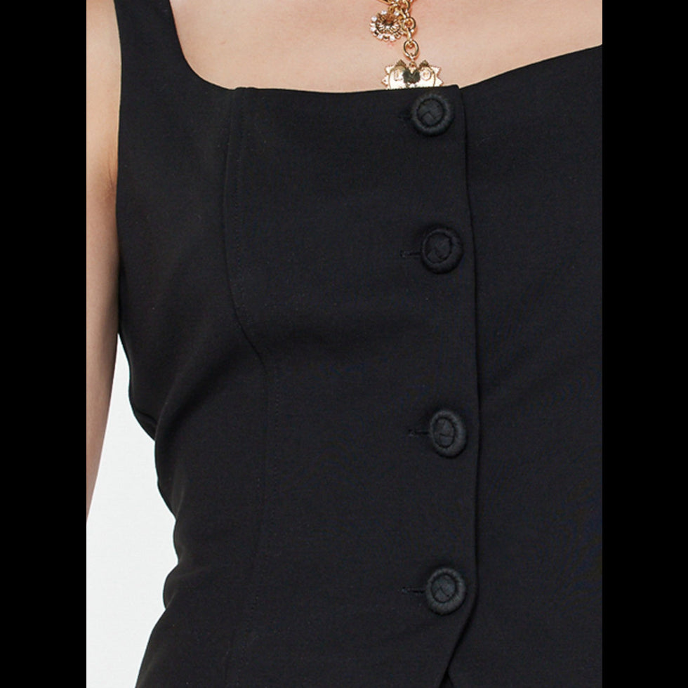 Current Air Square Neck Button Up Vest Top