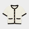 Babaton (Aritzia) Contrast Cream with Black Trim Knit Cardigan Size M